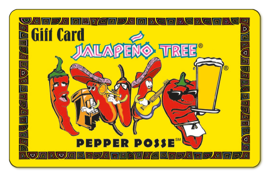 Jalapeno tree logo featuring photo of pepper mariachi band on yellow background